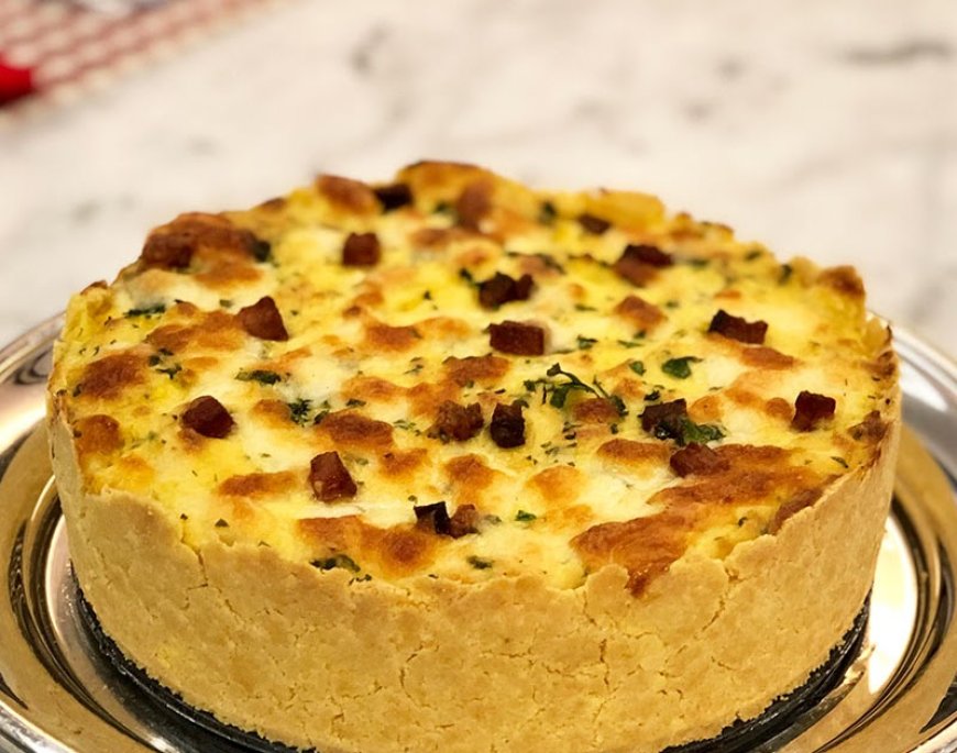 Torta de bacon cremoso - Saudável com massa de aveia rica em fibras